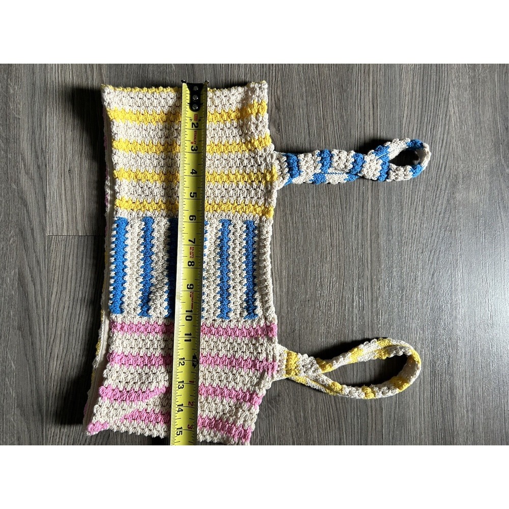 Zara Multi Color Crochet Striped Knit Crop Top Medium Tank 100% Cotton Summer - Picture 6 of 7